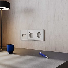 Розетка компьютерная встраиваемая Voltum S70 двойная RJ45+RJ45 кат.6, (кашемир) VLS060203 3