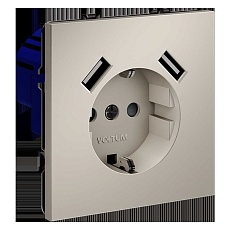 Розетка встраиваемая Voltum S70 с заземлением и защитными шторками, 16А, с USB, A+A, (кашемир) VLS040403 1