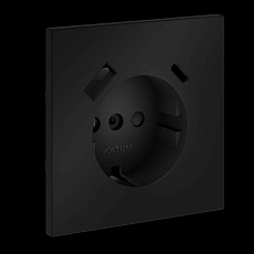 Накладка для розетки с заземлением и защитными шторками с USB A+C S70 (черный матовый) Voltum VLS001008