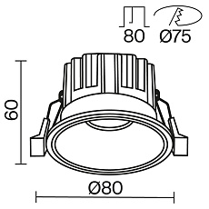 Встраиваемый светодиодный светильник Maytoni Technical Round DL058-12W-DTW-B 1