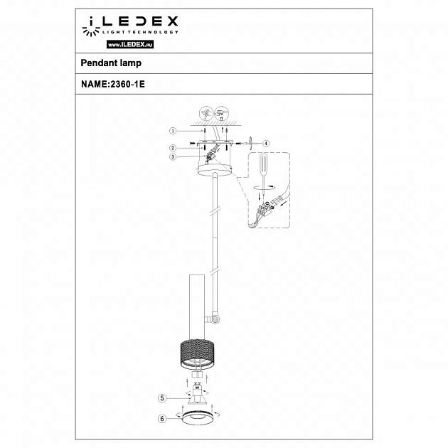 Подвесной светильник iLedex Delta 2361-1 BK+WH Фото № 2