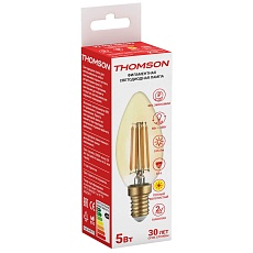 Лампа светодиодная филаментная Thomson E14 5W 2700K свеча прозрачная TH-B2065 1