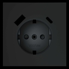 Накладка для розетки с заземлением и защитными шторками с USB A+C S70 (графит) Voltum VLS001007 1