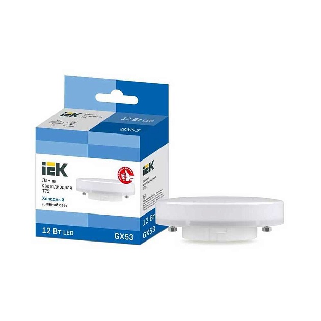 Лампа светодиодная IEK GX53 12W 6500K матовая LLE-T80-12-230-65-GX53 фото 
