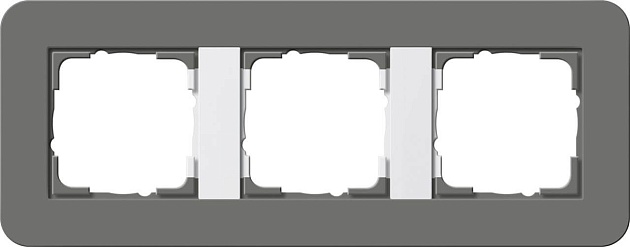 Рамка 3-постовая Gira E3 темно-серый/белый глянцевый 0213413 фото 
