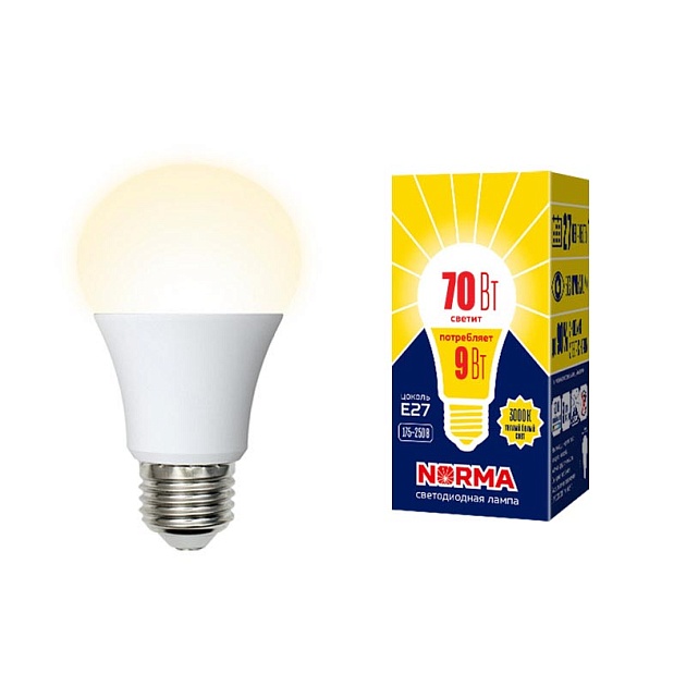 Лампа светодиодная Volpe E27 9W 3000K матовая LED-A60-9W/3000K/E27/FR/NR UL-00005622 фото 