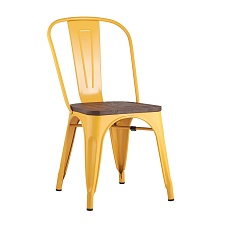 Барный стул Tolix желтый глянцевый + темное дерево YD-H440B-W LG-06