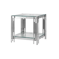 Журнальный стол Stool Group Гэтсби 55*55 прозрачное стекло/сталь серебро УТ000000888