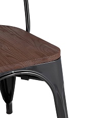 Барный стул Tolix черный глянцевый + темное дерево YD-H440B-W LG-01 4