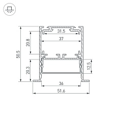 Профиль встраиваемый Arlight SL-Linia52-3L-F-2000 Anod 044682 4