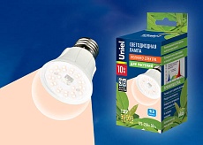 Лампа светодиодная для растений Uniel E27 10W прозрачная LED-A60-10W/SPFR/E27/CL PLP01WH UL-00001820 1