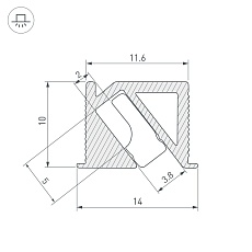 Профиль встраиваемый Arlight SL-Bevel-H10-F14-2000 Anod Black 044084 1