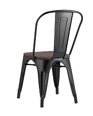Барный стул Tolix черный глянцевый + темное дерево YD-H440B-W LG-01 3