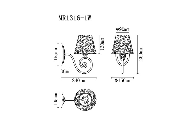 Бра MyFar Ceiling Luna MR1316-1W фото 2