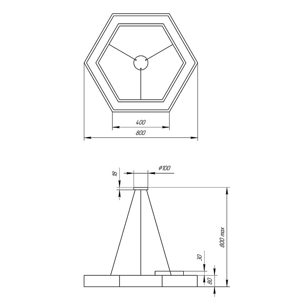 Подвесной светодиодный cветильник Geometria ЭРА Hexagon SPO-124-W-40K-051 51Вт 4000К белый Б0050556 фото 3