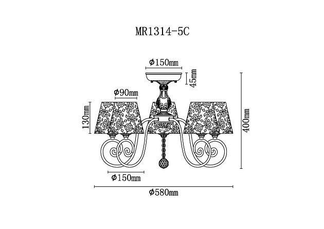 Потолочная люстра MyFar Ceiling Luna MR1314-5C фото 2